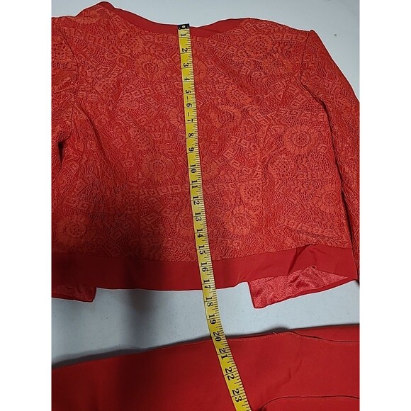 2 piece  Gorgeous Lace Detailed Formal Prom Wedding Dress Size 14 Red (E28) - Picture 11 of 12